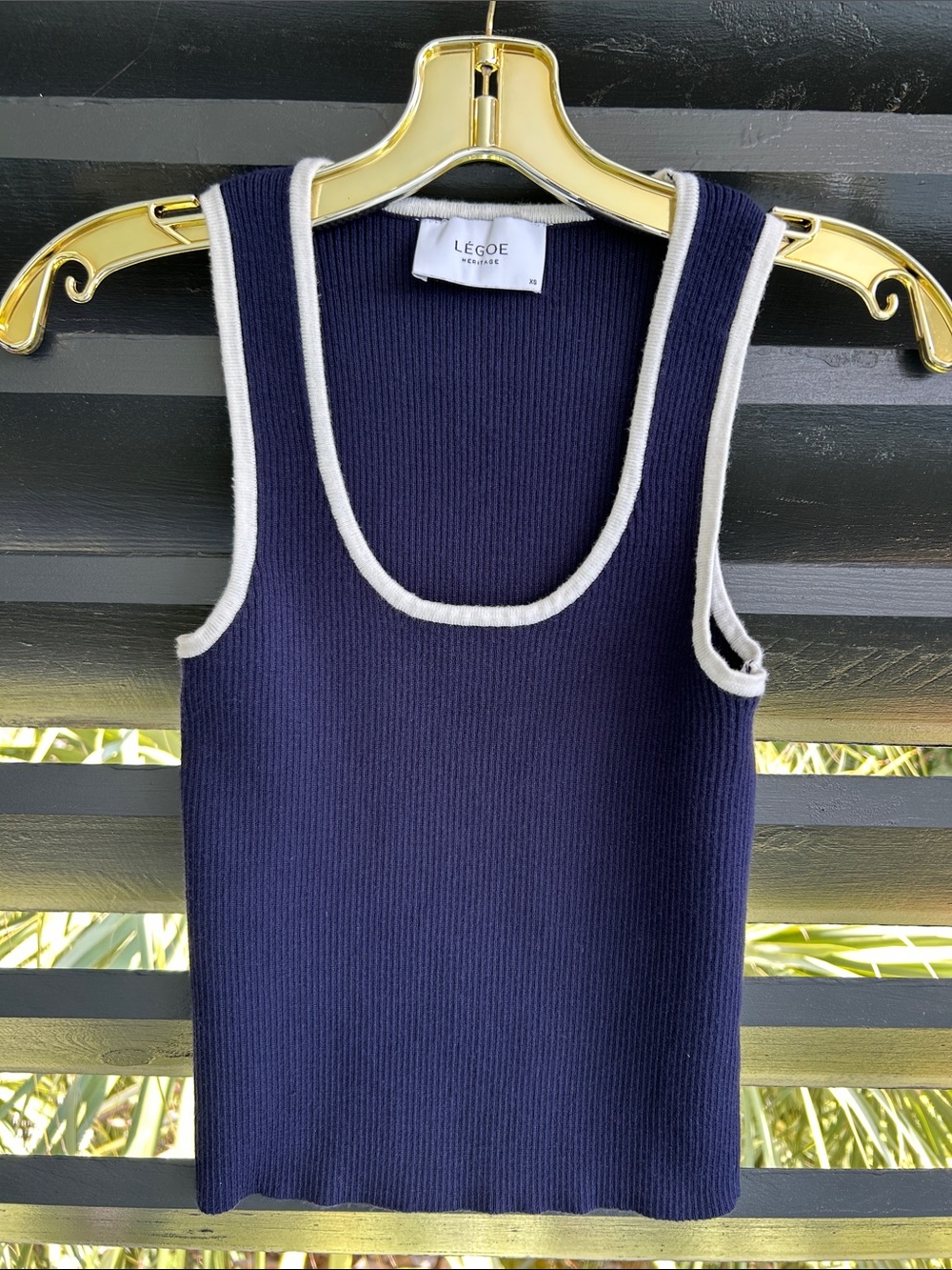 Legoe Heritage Navy and White Ribbed Top